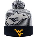 Men's Top of the World Navy West Virginia Mountaineers Line Up Cuffed Knit Hat with Pom