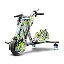 UBOARD 3 Wheel Power Rider 360 Electric Drift Cart|Drifter Drifting Scooter|Go Kart Drifter for Kids|Gift for Kids Boys Girls,Green