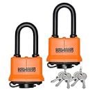 KAWAHA 91/40L-2P Waterproof Laminated Padlocks with Key (Heavy Duty Padlocks, Anti-Cut, Laminated Steel Body with Thermoplastic Case) for Gym Locker, Garage, Fence, Shed, Yard, Outdoor & Indoor