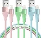 iPhone Charger Apple MFi Certified 3Pack 10 FT Lightning Cable Fast Charging iPhone Charger Cord Compatible with iPhone 14 13 12 11 Pro Max XR XS X 8 7 6 Plus SE iPad and More - Multi Color