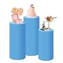 BaiWon Juego de 3 Pedestal cilíndrico de Elastano, Cubiertas de Color 11, Cubierta de zócalo cilíndrico para Accesorios de Boda, cumpleaños, Baby Shower, Fiesta, Evento(Light Blue, Large)
