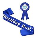 2 pcs Badge d'anniversaire pour Garçon Ceinture de Birthday Boy Badge de Birthday Boy Décorations d'anniversaire(Bleu)