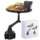 Cup Holder Tray For Car Enjoy Your Food And Stay Organized, Adjustable Car Tray Table With 360° Rotating Swivel Arm And Extendable Base, Car Food Table For Cup Holders And Eating (black, Long section)