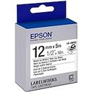 Epson LabelWorks Iron-on LK (Replaces LC) Tape Cartridge ~1/2" Black on White (LK-4WBQ) - For use with LabelWorks LW-300, LW-400, LW-600P and LW-700 label printers