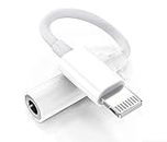 UBRONIK® White 3.5 mm Lightning Headphone Jack Adapter Aux Connector for iPhone 13Mini/13/13 Pro/13 ProMax/12Mini/12/12Pro/12ProMax/11/11 Pro/11 Pro/XsMax/Xs/XR/X/8/7/Plus/6S/6/SE/5S/5C/ipad.