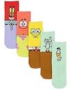 SpongeBob SquarePants Socks 5 Pack Kids Teens | Girls Boys Multicolour Patrick Squidward Mr Krabs Plankton | Footwear Accessories
