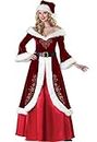 Women's Deluxe Costume Mrs. Claus Clothing Cosplay Suit for Christmas Medium Red