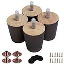 Txcucc 3 inch Wood Furniture Legs Sofa Legs Pack of 4 Round Couch Legs Dark Brown Mid-Century Modern Replacement Legs for Armchair Recliner Coffee Table Dresser