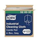 Tork 520337 Industrial Cleaning Cloth / 1 Ply Multipurpose Disposable Cotton Towel Suitable for W1, W2 & W3 Wipers Systems / Grey / 1 x 148.2m / Ø 25cm