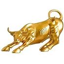 Nestasia Resin Sculpture of Golden Charging Bull | Stock Exchange Bull Showpiece with Smooth Metallic Finish | Perfect for Gifting | 11 Inch