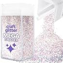 Hemway BULK Glitter 425g / 15oz MEGA Craft Shaker Glitter for Nails, Resin, Tumblers, Arts, Crafts, Painting, Festival, Cosmetic, Body - Extra Chunky (1/24" 0.040" 1mm) - Mother Of Pearl Iridescent