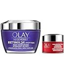 Olay Regenerist Retinol 24 + Peptide Night Face Moisturizer with Vitamin B3, Niacinamide, Fragrance-Free 50 ml + Micro-Sculpting Cream, 15 ml Travel/Trial Size Gift Set