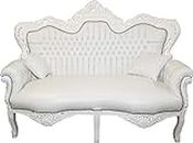 Casa Padrino Baroque Master 2 Seater White Leather Look - Living Room Couch Furniture Lounge