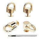 D Rings for Purse, 4 PCS Metal D Ring and Stud Screw, 360 Degree Rotatable D Rings for Purse, Bag Hardware, Dog Buckles, Purse, DIY Handcraft- Gold Color