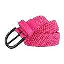 Mile High Life Young Boys Girls | Braided Stretch Elastic Belt | Pin Prong Buckle | Loop End Tip | 1" width (Hot Pink, Waist 16"-18”)