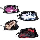 YAMIU Travel Shoe Bags Set of 4 Waterproof Nylon with Zipper for Men & Women (Black)