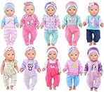 10 Sets Baby Doll Clothes and Accessories with Hat Headband Total 24 Pcs Fit for 43 cm New Born Baby Dolls 14-16-17 Inch Baby Dolls 15 inch Dolls