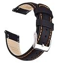 Ritche Quick Release Leather Watch Band 18mm 20mm 21mm 22mm 23mm 24mm for Samsung Galaxy Watch 6 Band Classic 43mm 47mm 40mm 44mm Leather Watch Strap, Black & Orange & Silver, 22mm, Classic