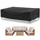 Velway Patio Furniture Cover Waterproof Outdoor Sectional Sofa Set Covers, All Weather Oxford Tear-Resistant Rectangular Table Chair Set Cover with Windproof Design, Large 126x63x28 Inch, Black