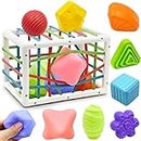 Montessori Toys for 1 Year old Boys Girls Gifts, Baby Brain Sensory Colorful Shape Sorters Cube & 3 Soft Silicone Balls Early Education Development Fine Motor Skill Toys for Toddler 6 9 12 Months