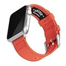 Archer Watch Straps - Canvas Watch Bands for Apple Watch (Tangelo Orange, Silver, 42/44/45/49mm)