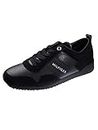 Tommy Hilfiger mens iconic leather suede mix runner, Black, 9 UK