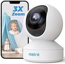Reolink 5MP PTZ Indoor WiFi Security Camera, 2.4GHz 5GHz Dual-Band WiFi, 3X Optical Zoom WiFi CCTV Camera for Elder Pet Baby, 2 Way Audio, with SD Card Slot, E1 Zoom