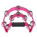 Musical Tambourine Double Row Jingles Musical Tambourine, Half Moon Double Row Jingles Handheld Percussion Drum Double Row Jingles for KTV Party Bass Drum Bags, Cases & Covers