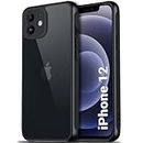 TheGiftKart Hybrid Matte Frosted Translucent iPhone 12 Back Cover Case | Shockproof Design | Camera Protection Module | Hard Back Cover Case for iPhone 12 (PC & TPU, Frost Black)