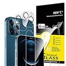 NEW'C Set di 4, 2 x vetro temperato per iPhone 12 Pro e 2 x protezione fotocamera posteriore, anti graffio, senza bolle d'aria, ultra resistente, durezza 9H Glass