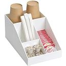 Navaris Coffee and Tea Station - White Organiser Station Caddy for Coffee and Tea Condiment Accessories Office Home Kitchen Bar - 4 Compartments