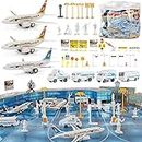 Liberty Imports 200 Pieces Deluxe Airport Terminal Kids Toy Airlines Pretend Playset with Airplanes, Vehicles, Figures, and Accessories