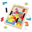 Coogam Bois Puzzle 40 Pcs Tangram Jigsaw Jouet Casse-tête pour Les Enfants Bois Puzzle Boîte Cerveau Jeu Bloc de Construction Intelligence Cadeau Éducatif pour Tout-Petits