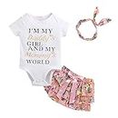 Hopscotch Baby Girls Cotton and Polyester Text Print Onesie And Skirt Set with Headband in White Color For Ages 12-18 Months (LAA-1867615)