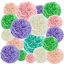 EpiqueOne 20-Piece Tissue Paper Pom Poms Party Kit - Add a Splash of Pink, Turquoise, Cream, Green & Purple to Your Celebrations! Perfect for Birthday, Bridal Shower, Wedding, Anniversary & Graduation