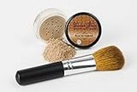 2 Pc FOUNDATION with FACE BRUSH Kit Mineral Makeup Set Bare Skin Sheer Powder Cover (Warm (Neutral-most popular))