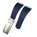 BANDKIT Metal Curved End 20mm 21mm Watchbands Special for Rolex Datejust 41mm 126334 m126300 Watch Strap Link Accessories Tools Men (Color : Blue, Size : 21mm)