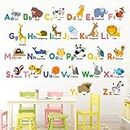 DECOWALL DS-1614 Colourful Animal Alphabet ABC Kids Wall Stickers Wall Decals Peel and Stick Removable Wall Stickers for Kids Nursery Bedroom Living Room