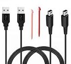 2 Pcs 3.9ft USB Charger Cable Compatible with Nintendo 3DS/ 2DS, Play and Charge Charging Cord Compatible with Nintendo New 3DS XL/ New 3DS/ New 2DS XL/ New 2DS/ 2DS XL/ 2DS/ DSi/ DSi XL with 2 Stylus
