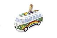 BRISA VW Collection - Volkswagen Savings Bank Piggy Bank Money Coin Box with Surfboard in T1 Bus Samba Design (Love Bus/Green)