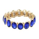 Goldtone Blue Simulated Glass Tennis Bracelet Gift Jewelry for Women Size 6.5-7"