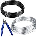 Aluminum Wire, 38.8 Ft (10m) Florist Craft Jewellery Wire, 2mm Silver Beading Wire with Wire Cutter, Side Snips Flush Cable Cutter Plier, DIY Tools for Coil, Modelling, Jewellery Making