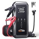 Portable Car Jump Starter with Air Compressor, YaberAuto 150PSI 3000A Car Battery Jump Starter (9.0 Gas/8.0L Diesel), 12V Jump Box Car Battery Jumper Starter with Large LCD Display, Lights