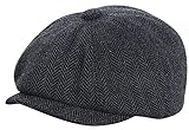 Kids Wool-Blend Newsboy Cap Tweed Flat Cap - Boys Vintage Beret Cabbie Hat Pageboy Caps for 3-6 Years Old, Navy, 4-8 Years