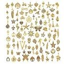 Divine Feathers 100Pcs Gold Alloy Charms For Jewellery Making Pendants Bulk Lots Antique Mixed Diy Necklace Bracelets Charms Pendants Kit For Jewelry Making And Crafting Supplies
