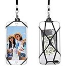 Cell Phone Lanyard Neck Strap Compatible with iPhone, Galaxy & Most Smartphones, Includes Silicone Phone Case Holder and Necklace Black