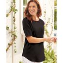 Blair Women's Essential Knit Elbow Sleeve Curved-Hem Tee - Black - S - Misses