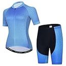 Damen Radtrikot Set, Sommer Kurzarm Damen Mountainbike Shirt und Shorts Kit MTB Anzug Fahrrad Kleidung, T2016-1, L