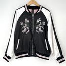 Jeans By Buffalo Ballpark Jacket Floral Rose Embroider Size Large Reversible