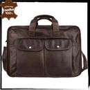 GENUINE LEATHER Mens Luxury Laptop Bag Large Soft Solid Sling Crossbody Handbag